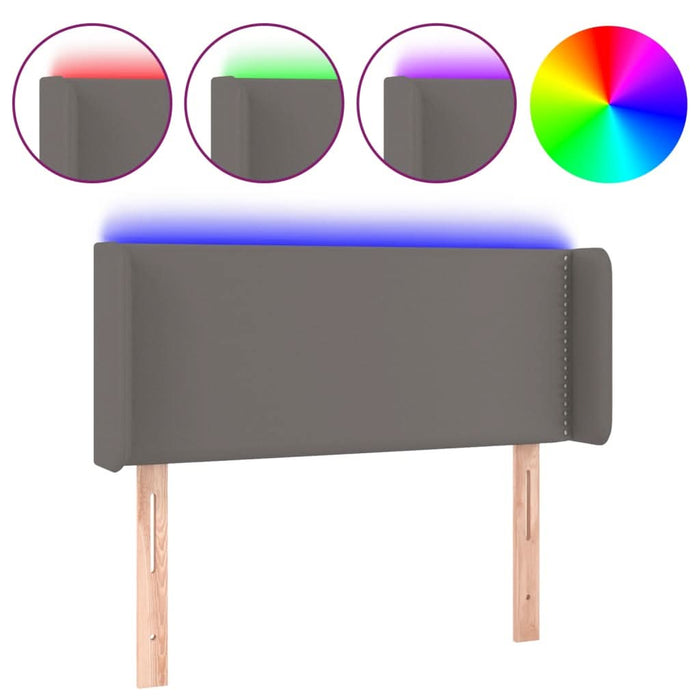 Tăblie de pat cu LED, gri, 103x16x78/88 cm, piele ecologică - WALTI WALTI