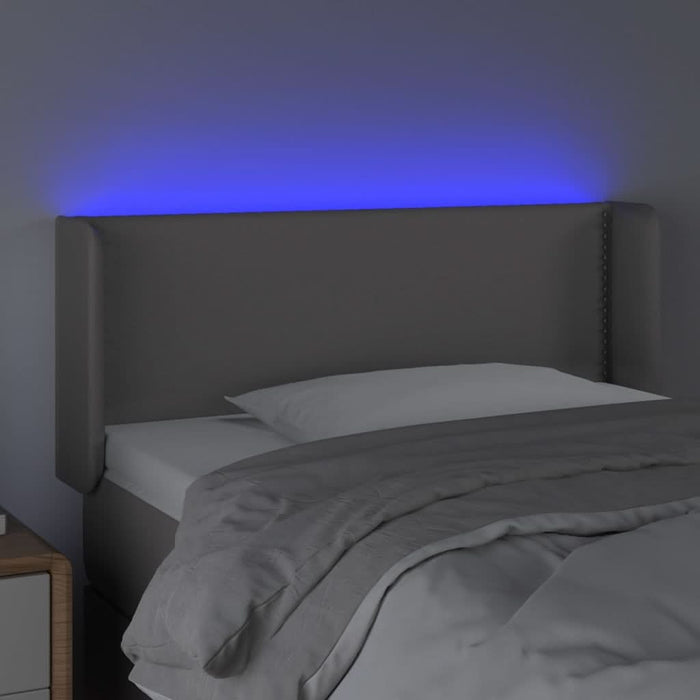 Tăblie de pat cu LED, gri, 103x16x78/88 cm, piele ecologică - WALTI WALTI