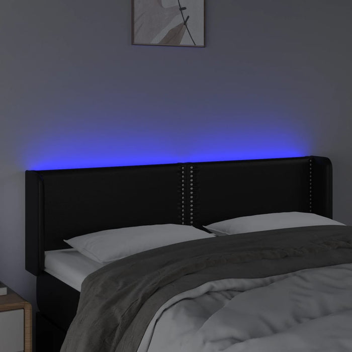 Tăblie de pat cu LED, negru, 147x16x78/88 cm, piele ecologică - WALTI WALTI