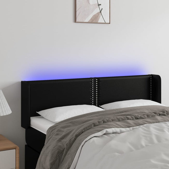 Tăblie de pat cu LED, negru, 147x16x78/88 cm, piele ecologică - WALTI WALTI