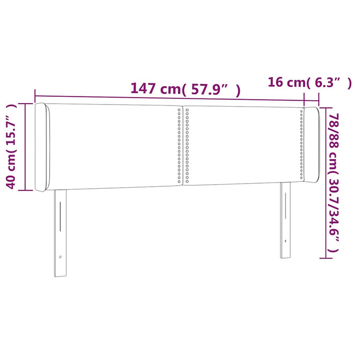Tăblie de pat cu LED, maro, 147x16x78/88 cm, piele ecologică WALTI