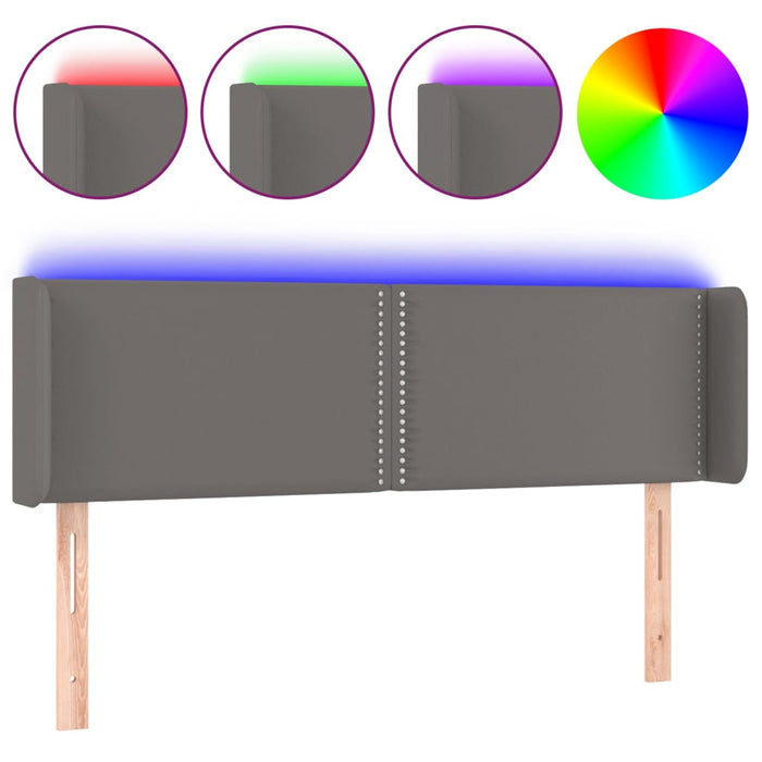 Tăblie de pat cu LED, gri, 147x16x78/88 cm, piele ecologică - WALTI WALTI