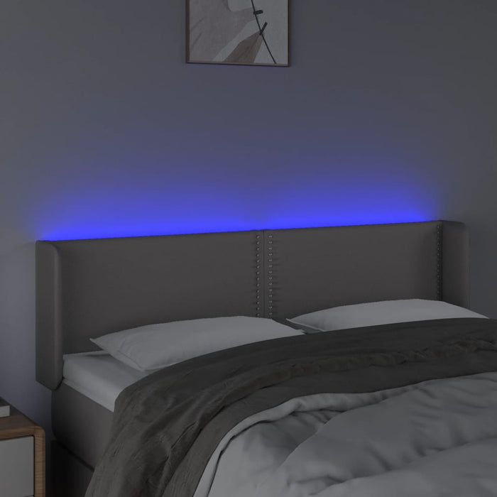 Tăblie de pat cu LED, gri, 147x16x78/88 cm, piele ecologică - WALTI WALTI