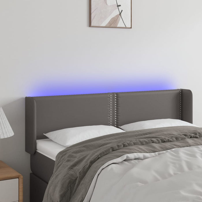 Tăblie de pat cu LED, gri, 147x16x78/88 cm, piele ecologică - WALTI WALTI