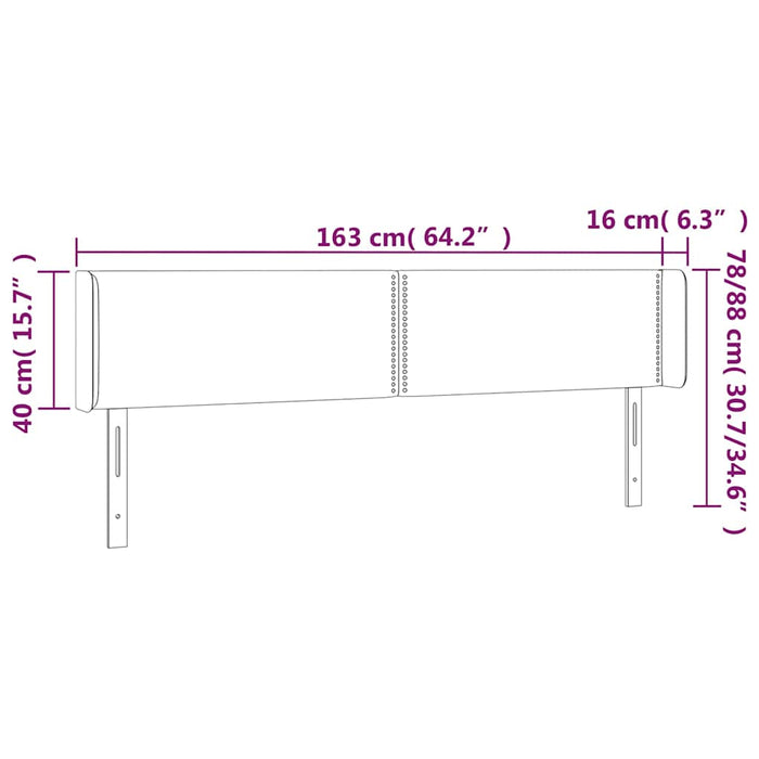 Tăblie de pat cu LED, maro, 163x16x78/88 cm, piele ecologică WALTI