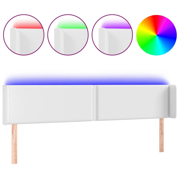 Tăblie de pat cu LED, alb, 203x16x78/88 cm, piele ecologică - WALTI WALTI