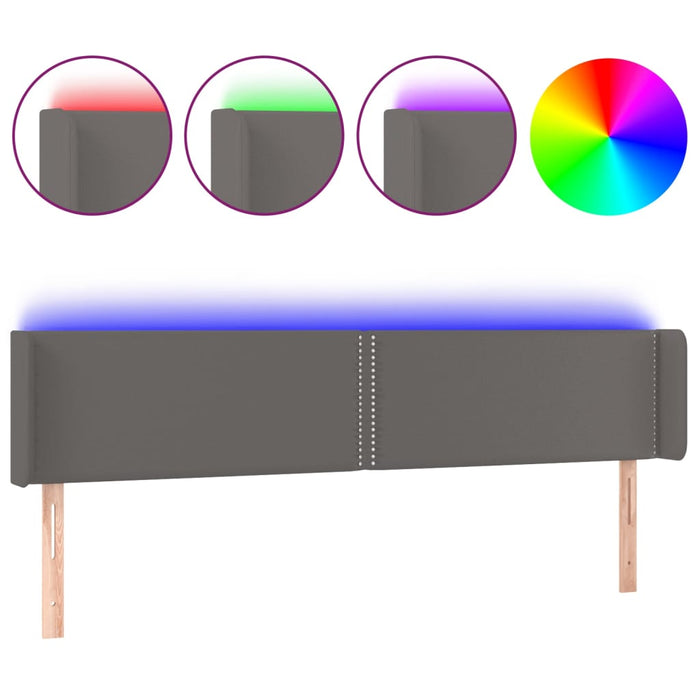 Tăblie de pat cu LED, gri, 203x16x78/88 cm, piele ecologică - WALTI WALTI