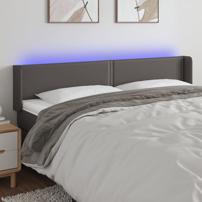 Tăblie de pat cu LED, gri, 203x16x78/88 cm, piele ecologică - WALTI WALTI