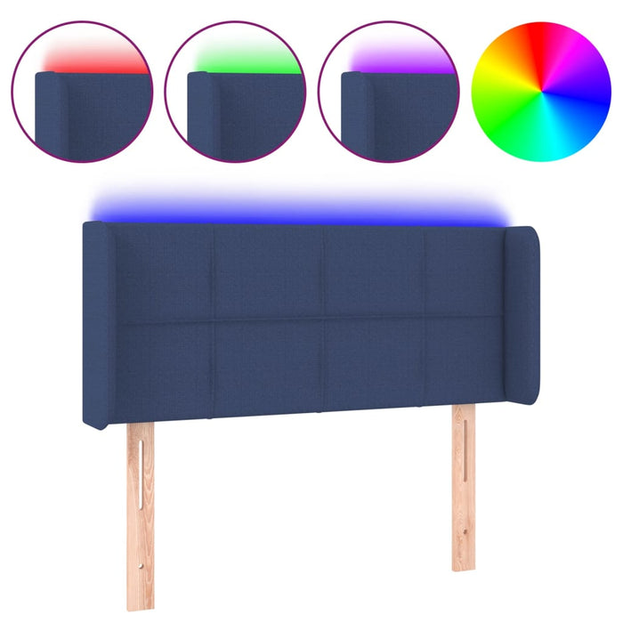 Tăblie de pat cu LED, albastru, 83x16x78/88 cm, textil - WALTI WALTI