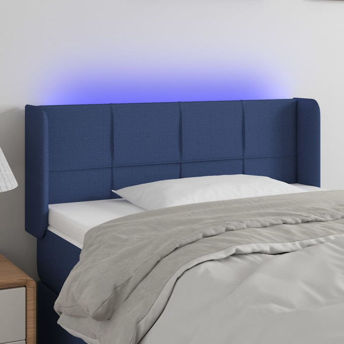Tăblie de pat cu LED, albastru, 93x16x78/88 cm, textil - WALTI WALTI