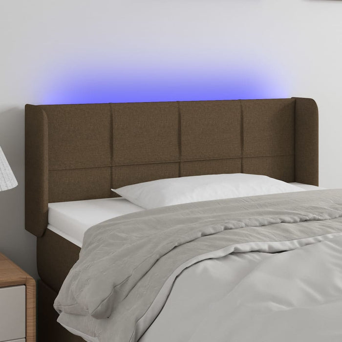 Tăblie de pat cu LED, maro închis, 103x16x78/88 cm, textil - WALTI WALTI