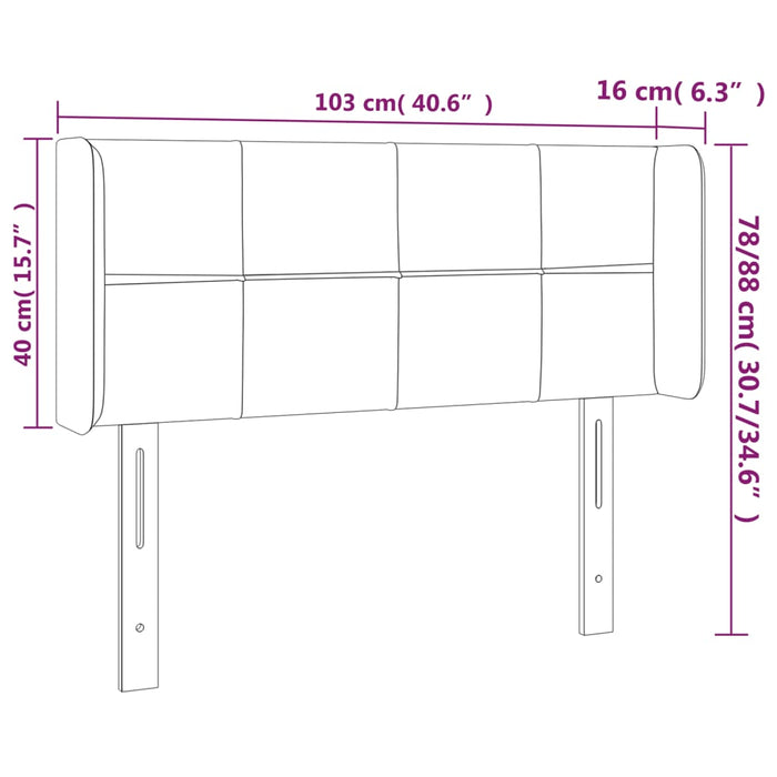 Tăblie de pat cu LED, gri taupe, 103x16x78/88 cm, textil - WALTI WALTI