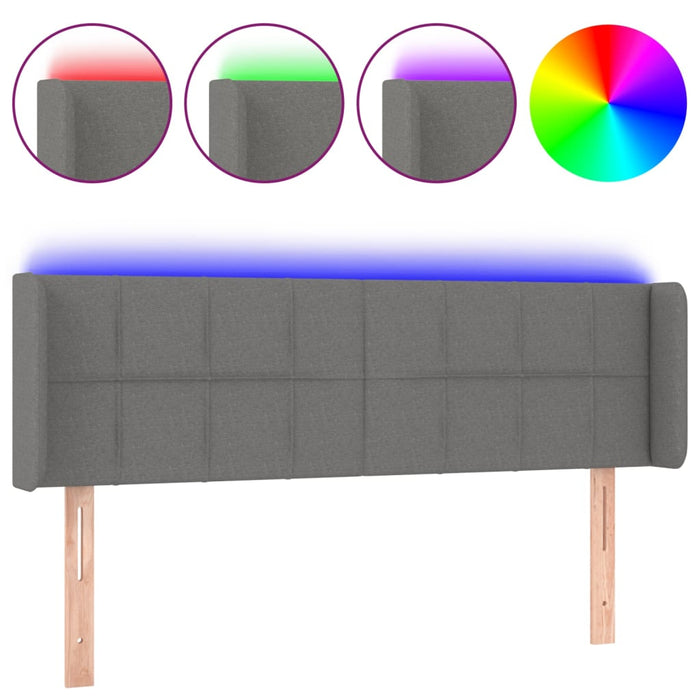 Tăblie de pat cu LED, gri închis, 147x16x78/88 cm, textil - WALTI WALTI