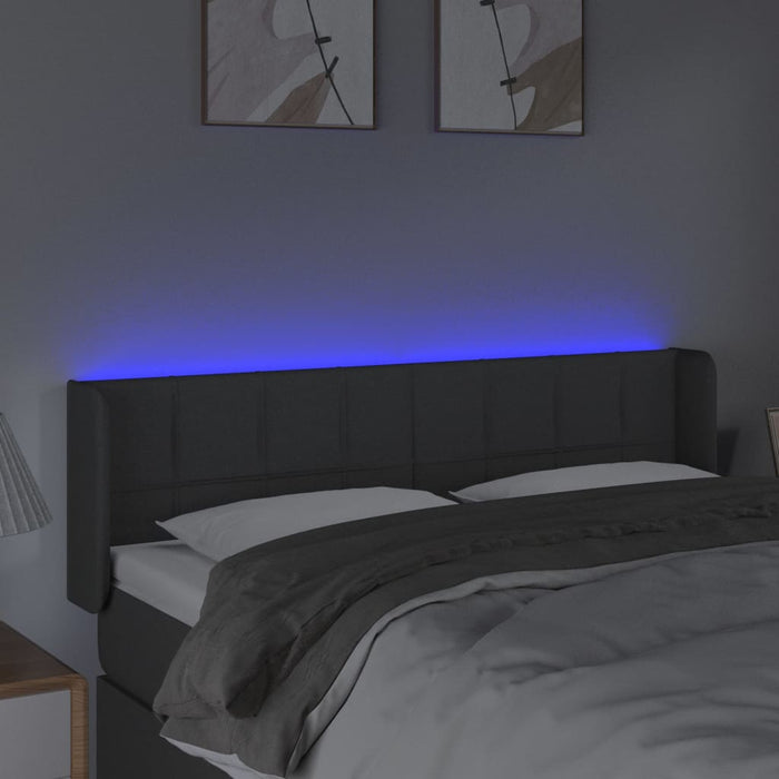 Tăblie de pat cu LED, gri închis, 147x16x78/88 cm, textil - WALTI WALTI