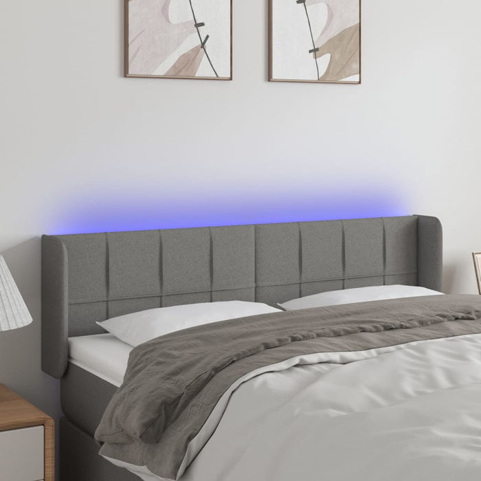 Tăblie de pat cu LED, gri închis, 147x16x78/88 cm, textil - WALTI WALTI