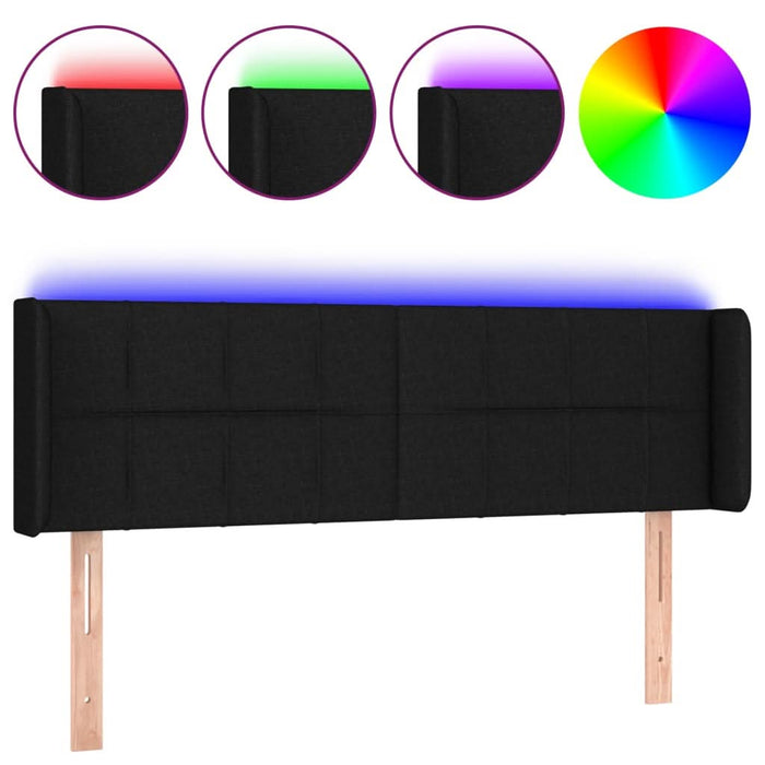 Tăblie de pat cu LED, negru, 147x16x78/88 cm, textil - WALTI WALTI