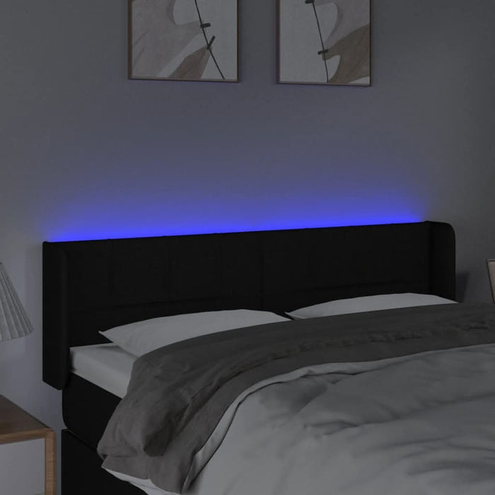 Tăblie de pat cu LED, negru, 147x16x78/88 cm, textil - WALTI WALTI