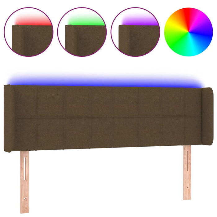 Tăblie de pat cu LED, maro închis, 147x16x78/88 cm, textil - WALTI WALTI