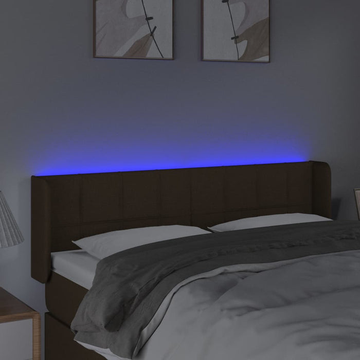 Tăblie de pat cu LED, maro închis, 147x16x78/88 cm, textil - WALTI WALTI