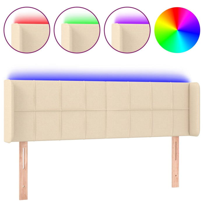 Tăblie de pat cu LED, crem, 147x16x78/88 cm material textil - WALTI WALTI