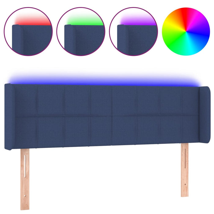 Tăblie de pat cu LED, albastru, 147x16x78/88 cm, textil - WALTI WALTI