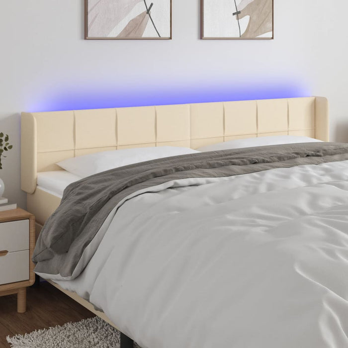 Tăblie de pat cu LED, crem, 163x16x78/88 cm, textil - WALTI WALTI
