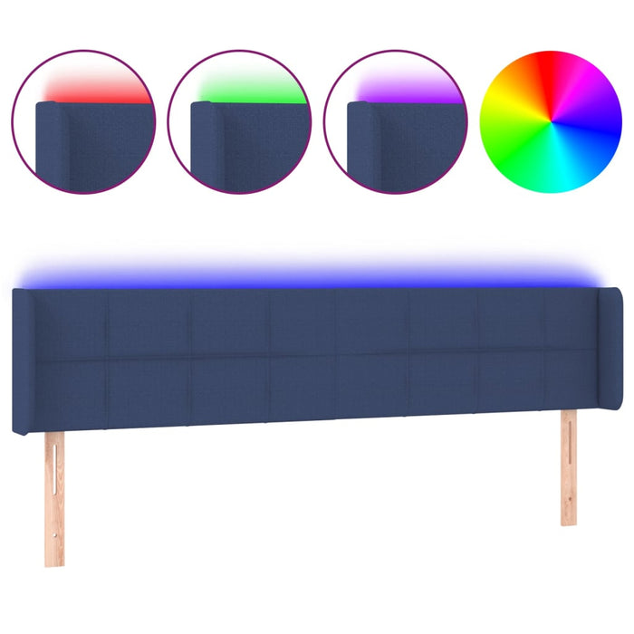 Tăblie de pat cu LED, albastru, 163x16x78/88 cm, textil - WALTI WALTI