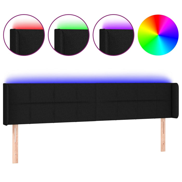 Tăblie de pat cu LED, negru, 183x16x78/88 cm, textil - WALTI WALTI