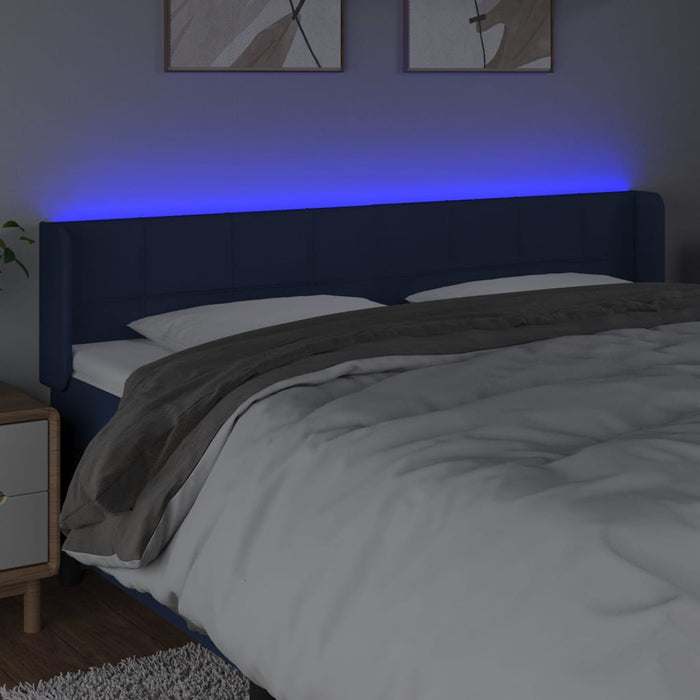 Tăblie de pat cu LED, albastru, 183x16x78/88 cm, textil - WALTI WALTI