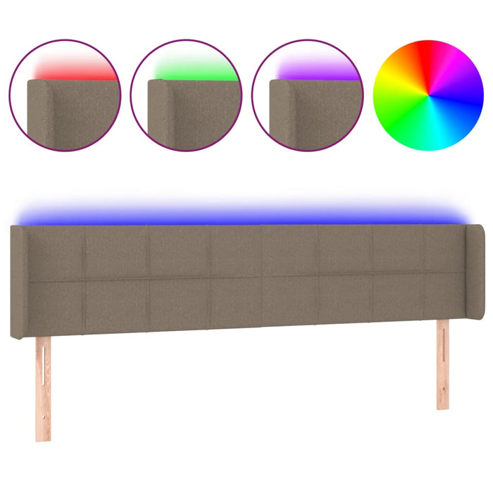 Tăblie de pat cu LED, gri taupe, 203x16x78/88 cm, textil - WALTI WALTI