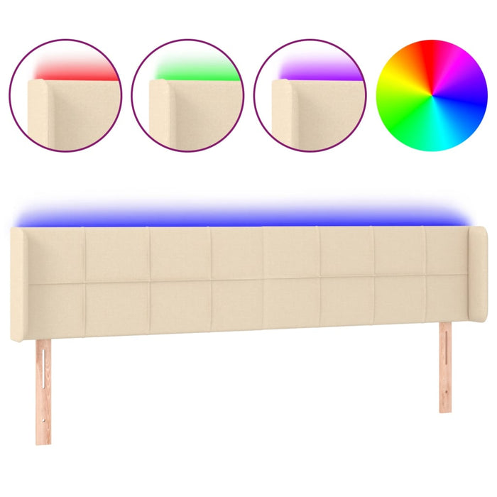 Tăblie de pat cu LED, crem, 203x16x78/88 cm, textil - WALTI WALTI