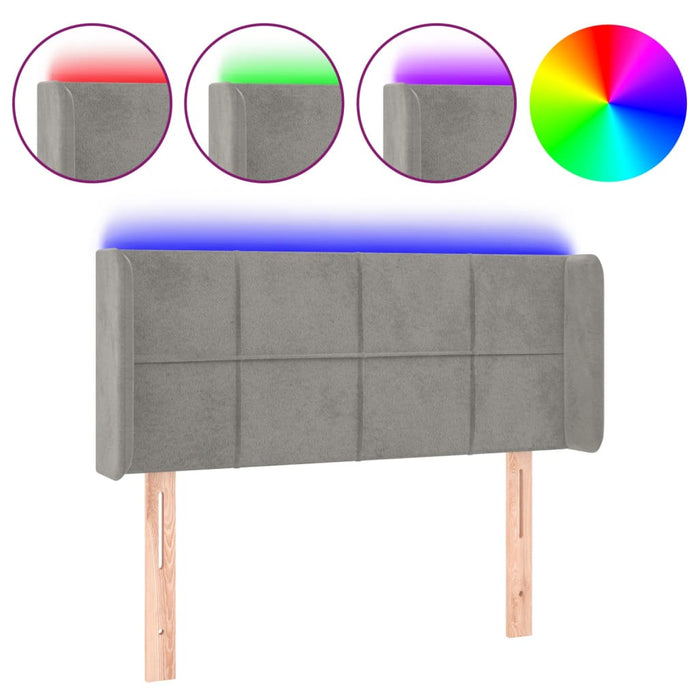 Tăblie de pat cu LED, gri deschis, 83x16x78/88 cm, catifea - WALTI WALTI