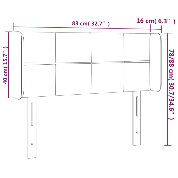 Tăblie de pat cu LED, gri închis, 83x16x78/88 cm, catifea - WALTI WALTI