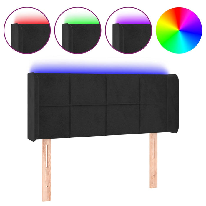 Tăblie de pat cu LED, negru, 83x16x78/88 cm, catifea - WALTI WALTI