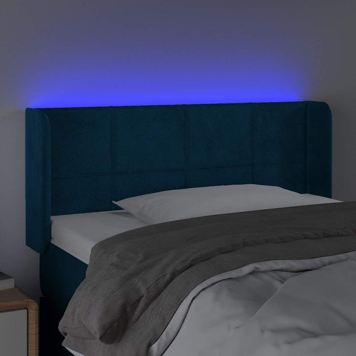 Tăblie de pat cu LED, albastru închis, 83x16x78/88 cm, catifea - WALTI WALTI