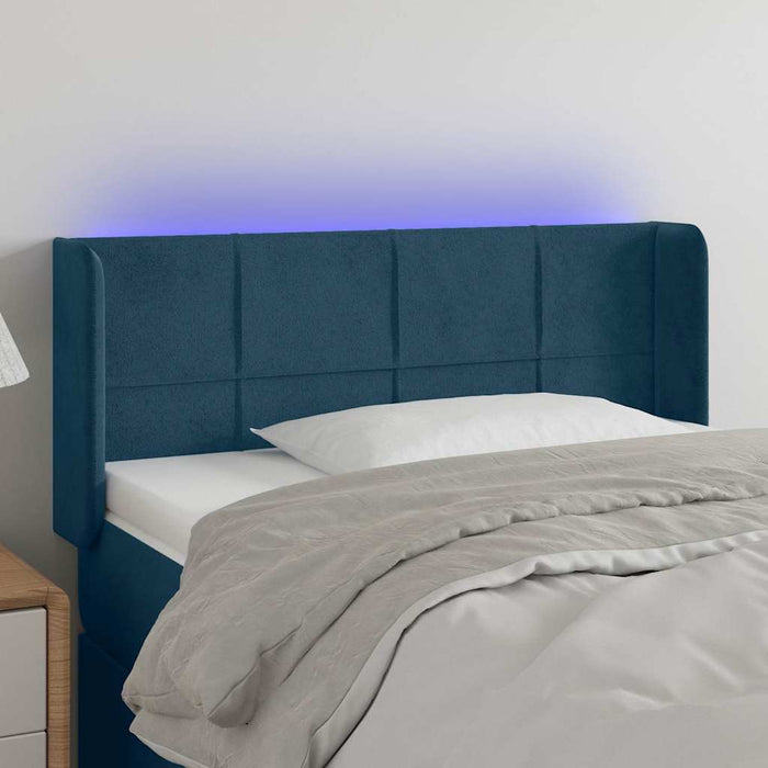 Tăblie de pat cu LED, albastru închis, 83x16x78/88 cm, catifea - WALTI WALTI