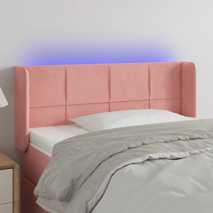 Tăblie de pat cu LED, roz, 83x16x78/88 cm, catifea - WALTI WALTI