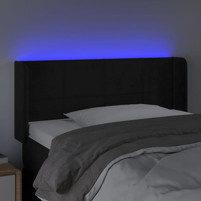 Tăblie de pat cu LED, negru, 93x16x78/88 cm, catifea - WALTI WALTI