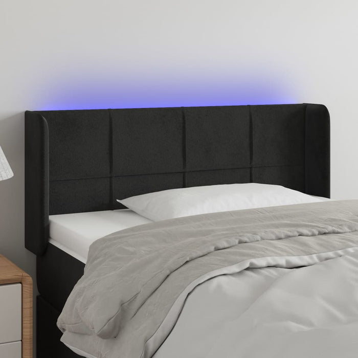 Tăblie de pat cu LED, negru, 93x16x78/88 cm, catifea - WALTI WALTI