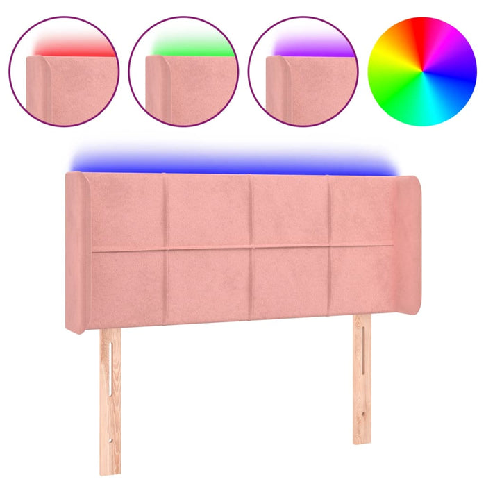 Tăblie de pat cu LED, roz, 93x16x78/88 cm, catifea WALTI