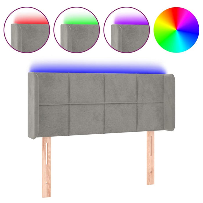 Tăblie de pat cu LED, gri deschis, 103x16x78/88 cm, catifea - WALTI WALTI
