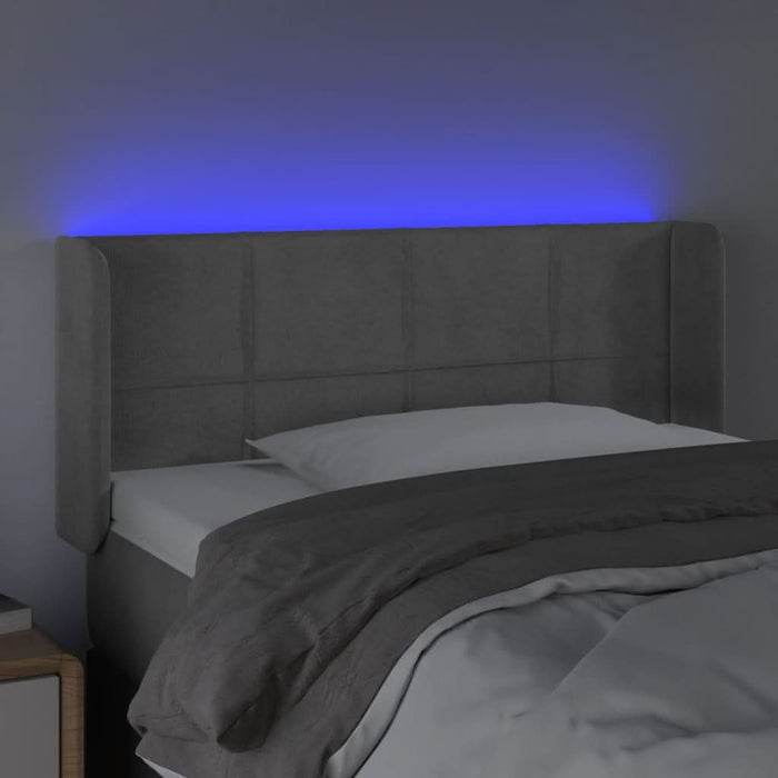 Tăblie de pat cu LED, gri deschis, 103x16x78/88 cm, catifea - WALTI WALTI