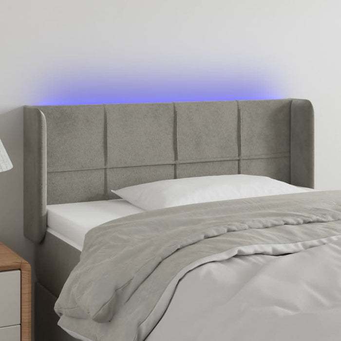 Tăblie de pat cu LED, gri deschis, 103x16x78/88 cm, catifea - WALTI WALTI