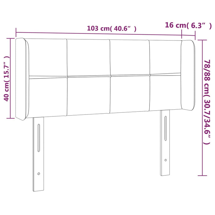 Tăblie de pat cu LED, negru, 103x16x78/88 cm, catifea - WALTI WALTI