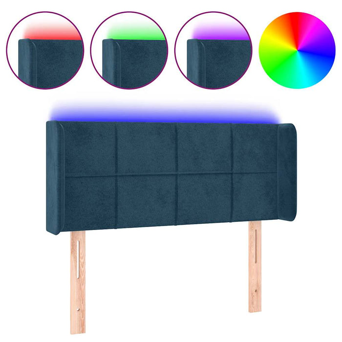 Tăblie de pat cu LED, albastru închis, 103x16x78/88 cm, catifea - WALTI WALTI