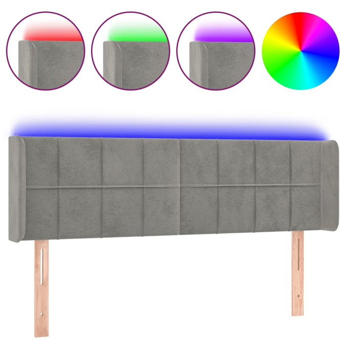 Tăblie de pat cu LED, gri deschis, 147x16x78/88 cm, catifea - WALTI WALTI