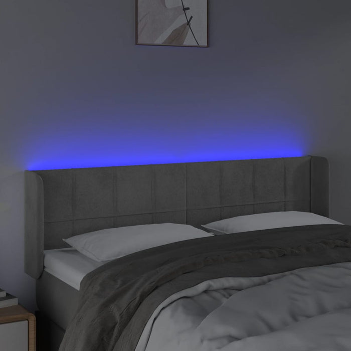 Tăblie de pat cu LED, gri deschis, 147x16x78/88 cm, catifea - WALTI WALTI