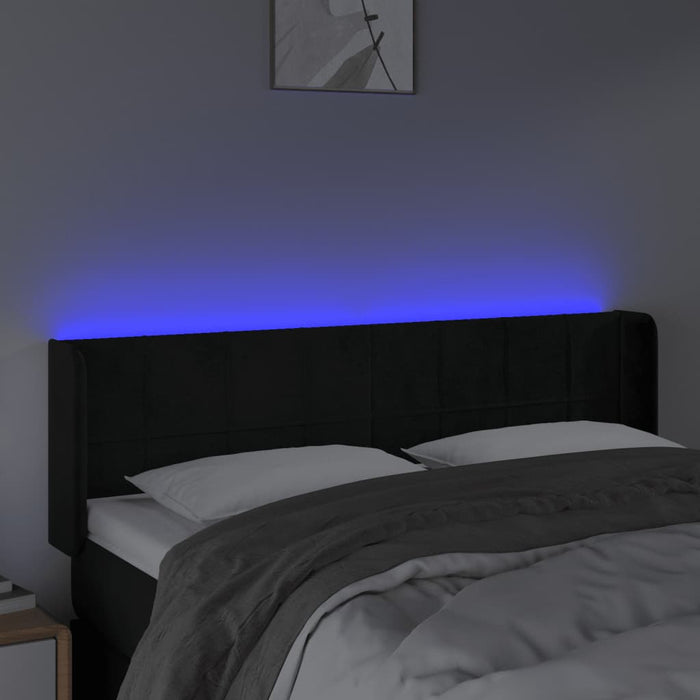 Tăblie de pat cu LED, negru, 147x16x78/88 cm, catifea - WALTI WALTI