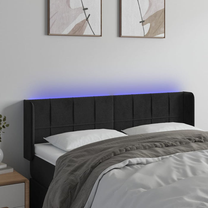 Tăblie de pat cu LED, negru, 147x16x78/88 cm, catifea - WALTI WALTI