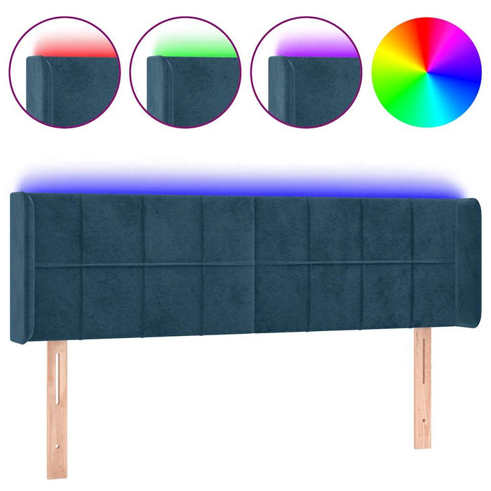 Tăblie de pat cu LED, albastru închis, 147x16x78/88 cm, catifea - WALTI WALTI